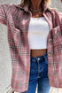 Plaid Pattern Buttoned Shirt Coat With Slits